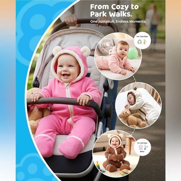 New PatPat Blue Monster Hoodie for Babies warm jacket size 0-3 months - Picture 5 of 13